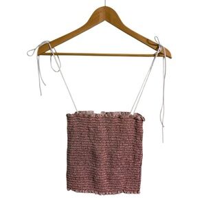 La Ligne Smocked Square Neckline Sleeveless Crop Top Size X-Small